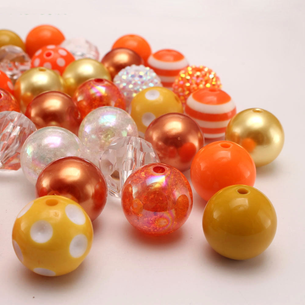 Bubblegum Beads 20mm Orange Yellow Gold Chunky Mix 50pcs