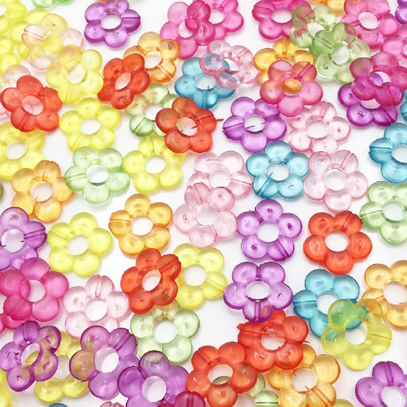 Transparent Hollow Flower Acrylic Beads 19mm Colorful 40pcs 2
