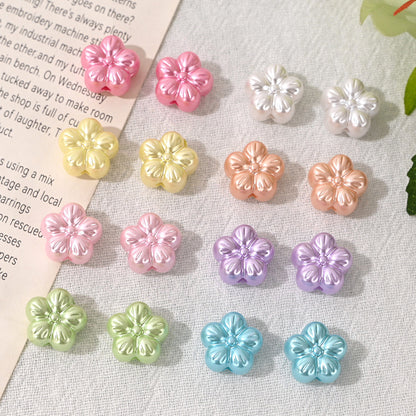 Pearl Shine Acrylic Plum Blossom Flower Beads 12mm 130pcs 4
