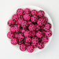 15mm Leopard Pattern Silicone Round Beads 50pcs - Purple Red Leopard