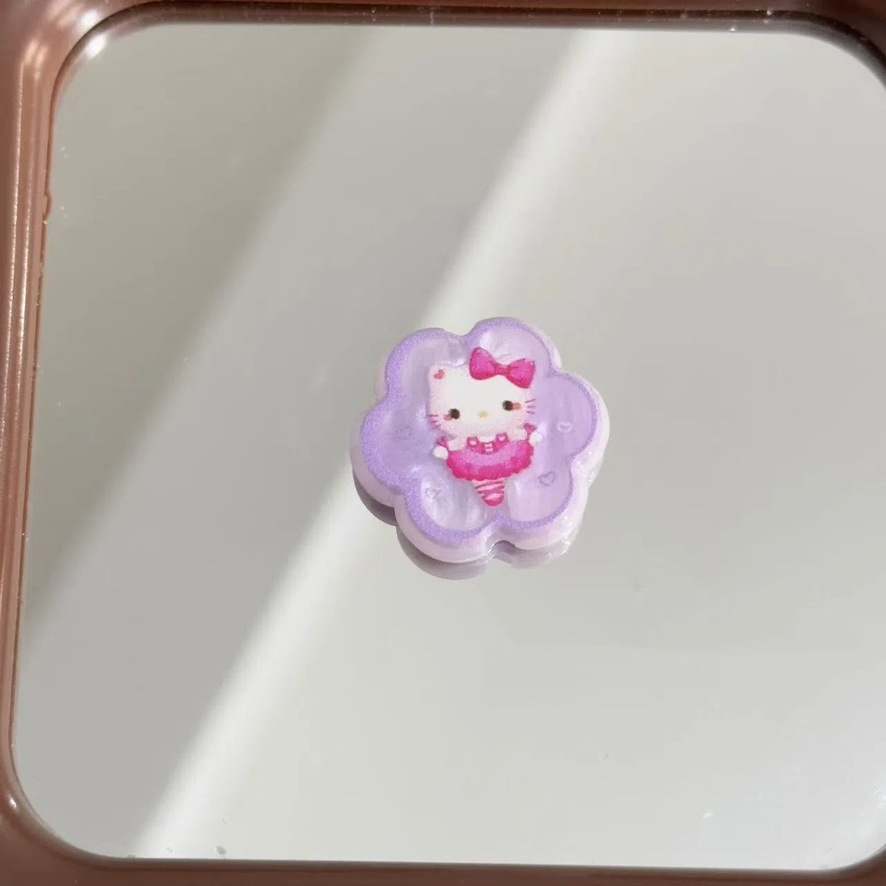Flower Acrylic Beads 25mm Hello Kitty Pattern Pastel Colors 10pcs 3