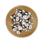 Silicone Focal Beads Flower Cow With Floral Crown 20pcs 2