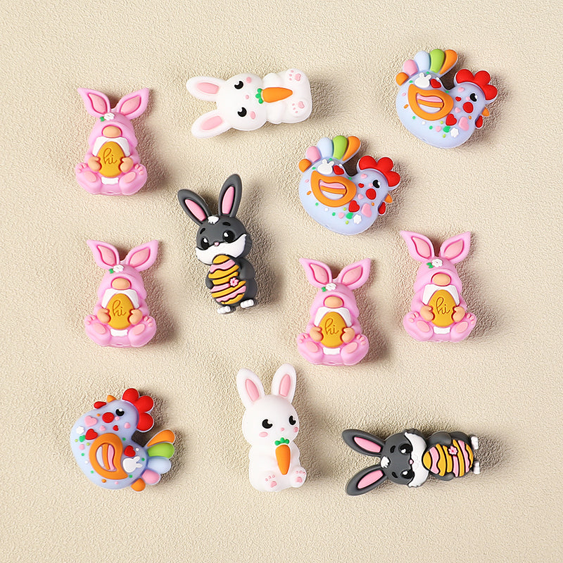Silicone 3D Focal Beads Easter Bunny Chick Easter Egg Rabbit 20Pcs 6