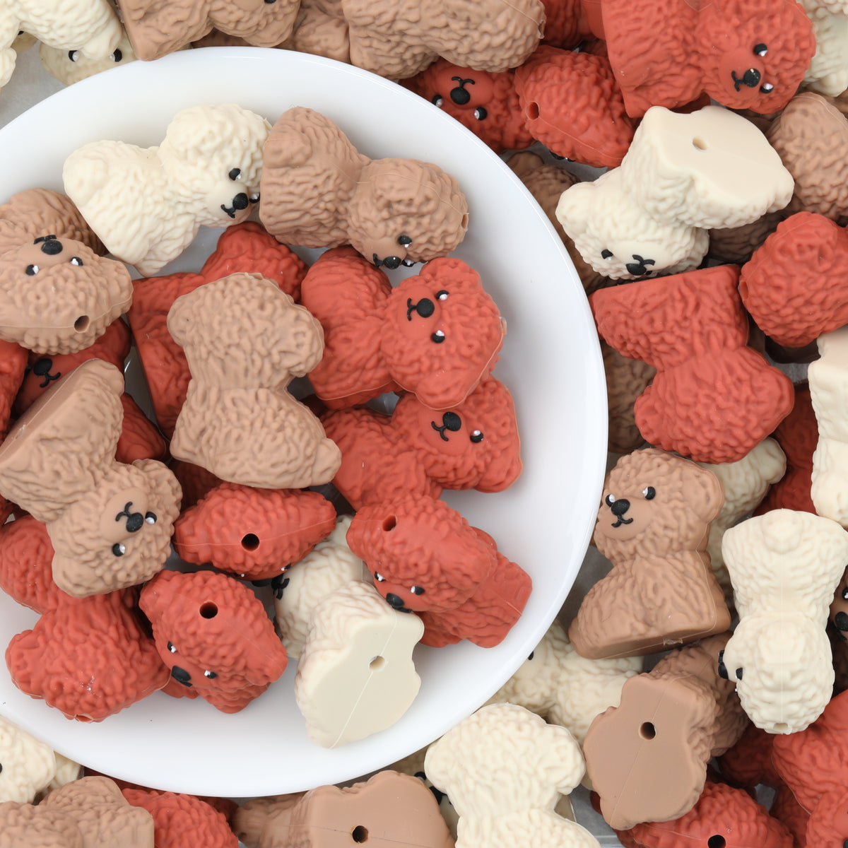 3D Puppy Silicone Focal Beads Cute Multi Color 20pcs
