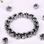 Striped Heart and Star Pattern Acrylic Square Beads 14mm 10pcs 2