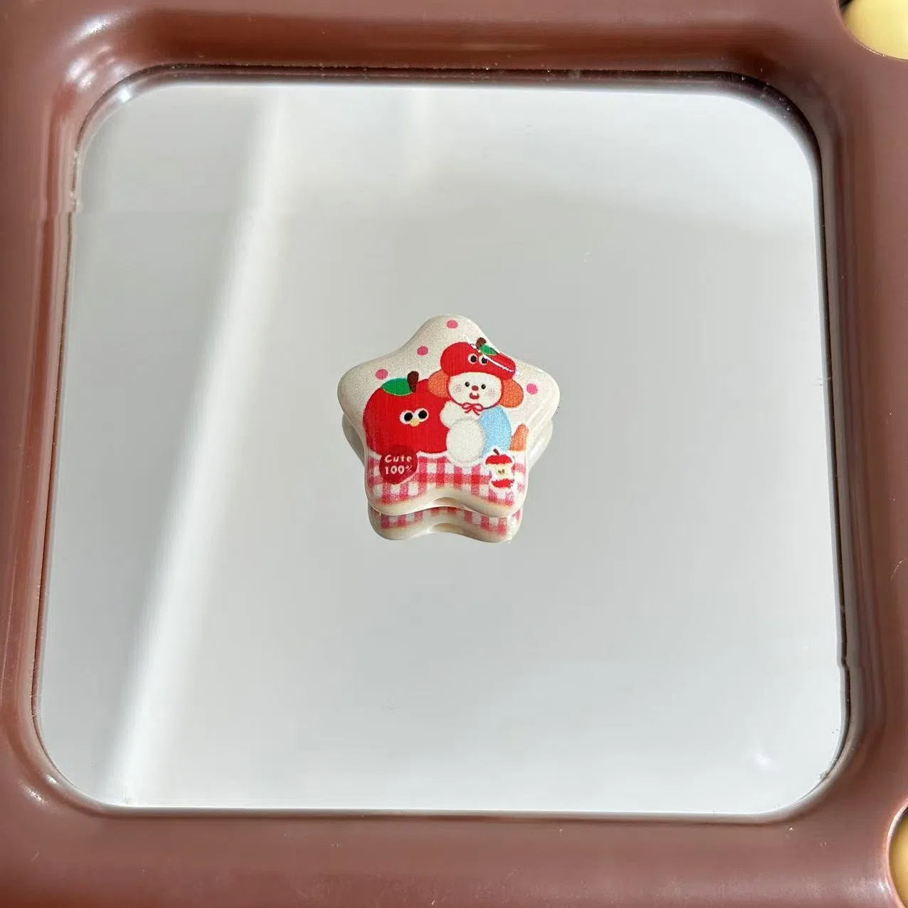 Star Shaped Acrylic Beads 25mm Apple Puppy Pattern Glossy 10pcs 4