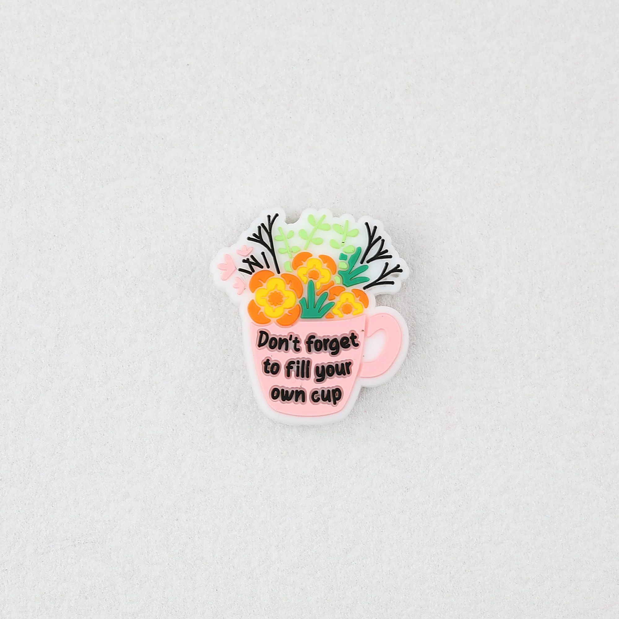 Pink Cup Flower Silicone Focal Beads 20pcs