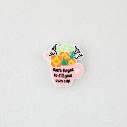 Pink Cup Flower Silicone Focal Beads 20pcs