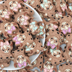 Bow Silicone Focal Beads with Highland Cow Design 20pcs