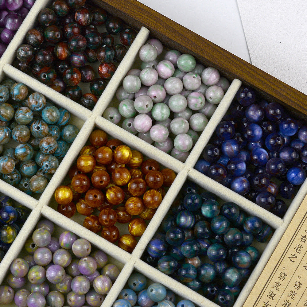 Resin Round Beads 8mm 10mm Starry Lacquer Effect 100pcs 2