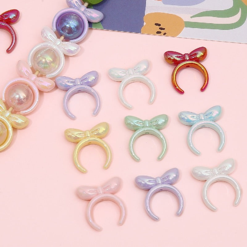 Painted Bow Tie Acrylic Beads 25x27mm Glossy Colors 8pcs 2