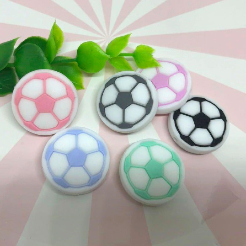 Silicone Focal Beads Football Soccer Ball Raised Pattern 20pcs