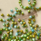 Oil Painting Gradient Resin Beads 8-10mm Glossy Blue Green 50pcs 3