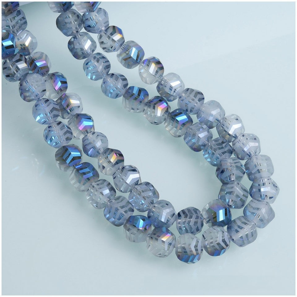 Faceted Glass Beads 10mm Matte Frosted Wavy Line Pattern 70pcs 4