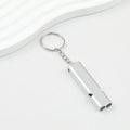Survival Whistle Keychain Flat Aluminum Alloy Double Tube Self Defense - Silver