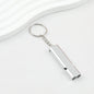 Survival Whistle Keychain Flat Aluminum Alloy Double Tube Self Defense - Silver