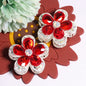 Double Layer 37mm Flower Rhinestone Beads with Alloy Base 2pcs 10