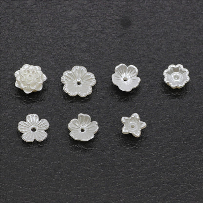 Pearl Imitation Flower Acrylic Beads 2-13mm White 100pcs