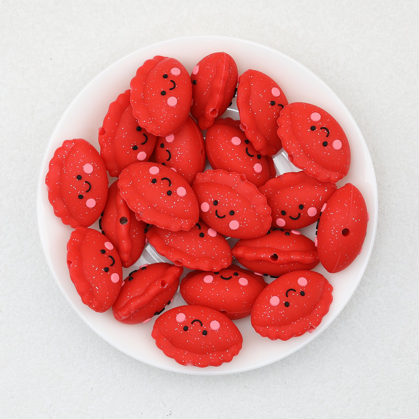 Cute 3D Glitter Dumpling Silicone Focal Beads 20pcs 14