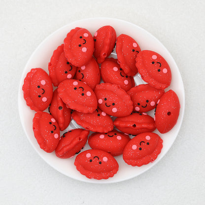 Cute 3D Glitter Dumpling Silicone Focal Beads 20pcs 14