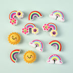 Silicone 3D Focal Beads Smiling Sun Rainbow Flowers Holding Flower Charm 20Pcs 4