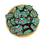 Silicone Focal Beads Mama Leopard Print Turquoise Tropical Leaf 20pcs 2