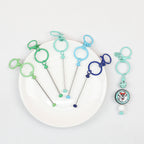 Beadable Keychain Bar Metal Slender Shaft Polished Ball Lobster Clasp