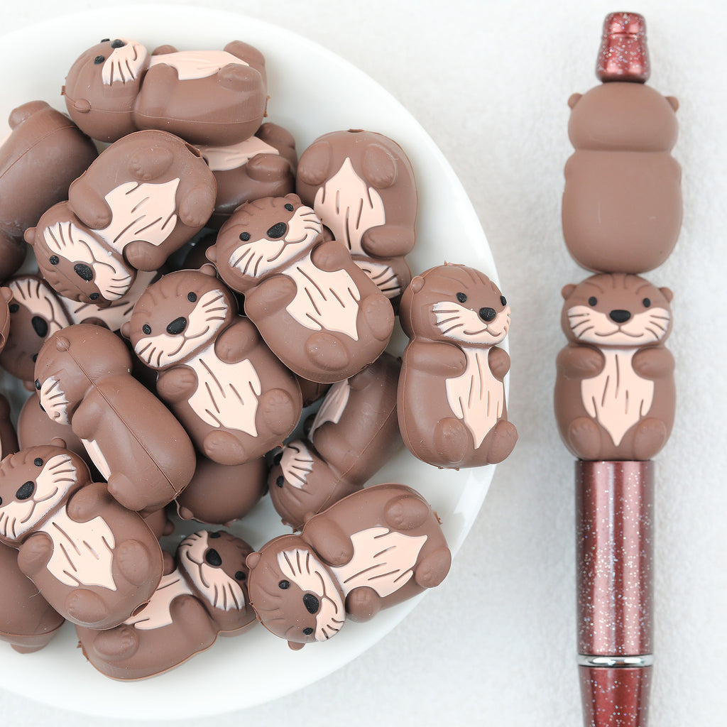  3D Cute Brown Squirrel Silicone Focal Beads 20Pcs