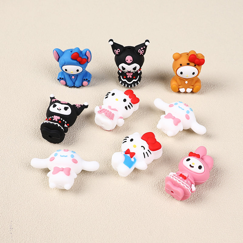 Silicone 3D Focal Beads Sanrio Characters Big Ear and Bow Details 20pcs