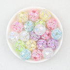 Iridescent Heart Acrylic Round Beads 16mm 10pcs - Random Color
