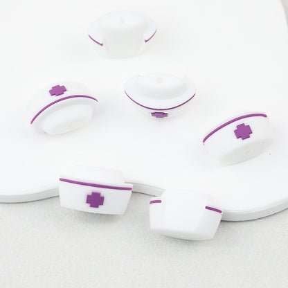 3D Colorful 3D Nurse Cap Silicone Focal Beads 20 Pcs - Purple