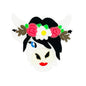 Silicone Focal Beads Flower Cow With Floral Crown 20pcs