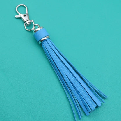 PU Leather Tassel Keychain 9cm Strips Silver Lobster Clasp 12