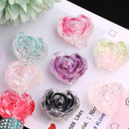 Rose Heart Shaped Acrylic Beads 24mm 5pcs 6