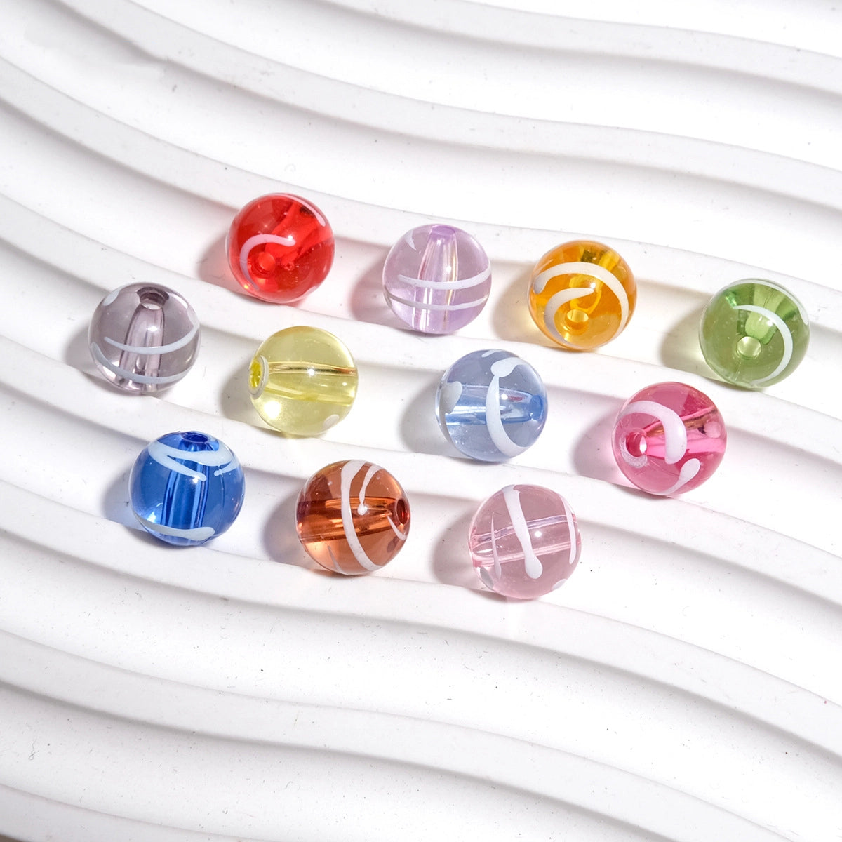 Clear Round Acrylic Beads 10mm Candy Swirl Pattern 100pcs 2