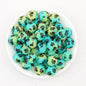 15mm Printed Dog Paw Pattern Silicone Beads 50pcs - Blue Green