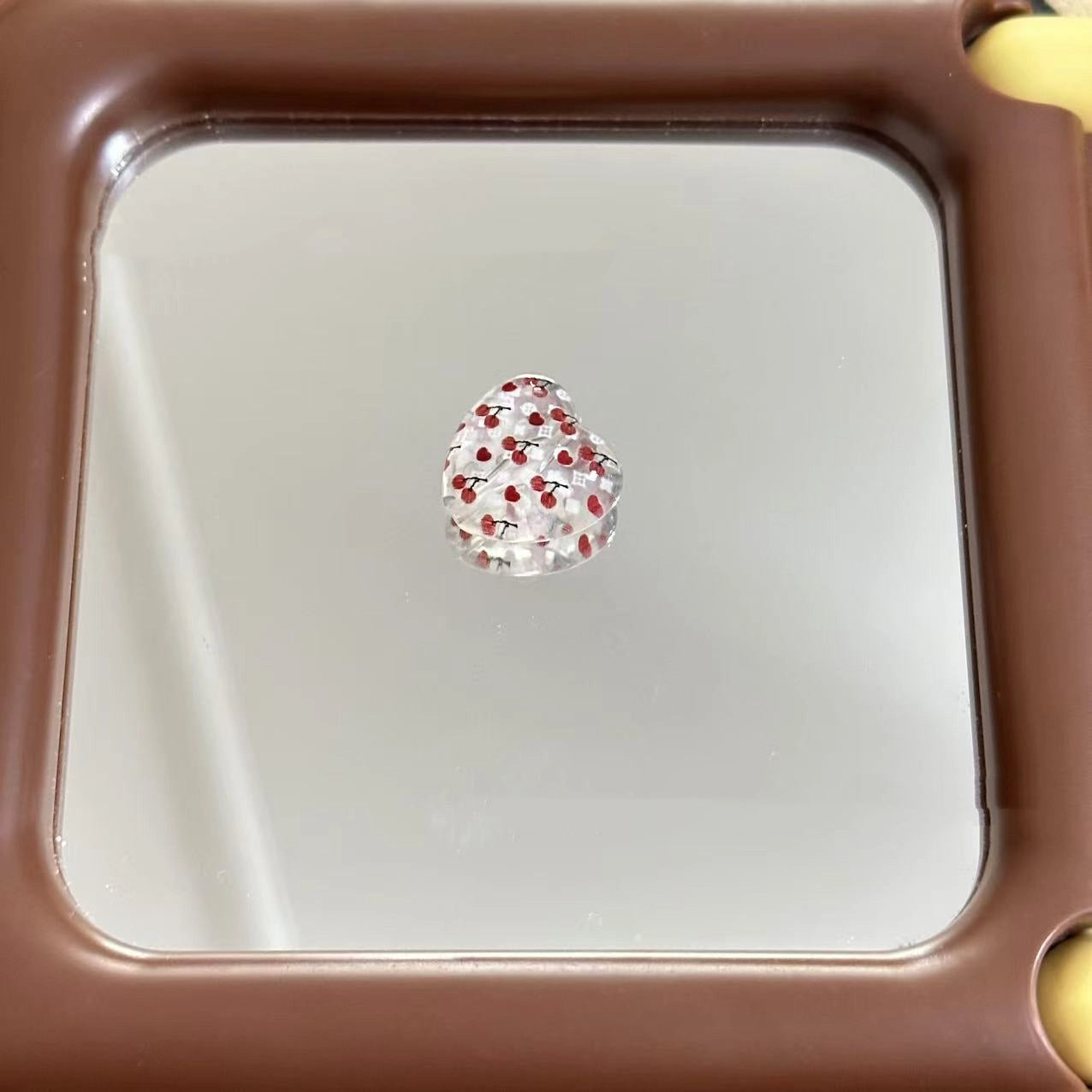 Transparent Heart Acrylic Beads 17mm Cherry Print 10pcs 3