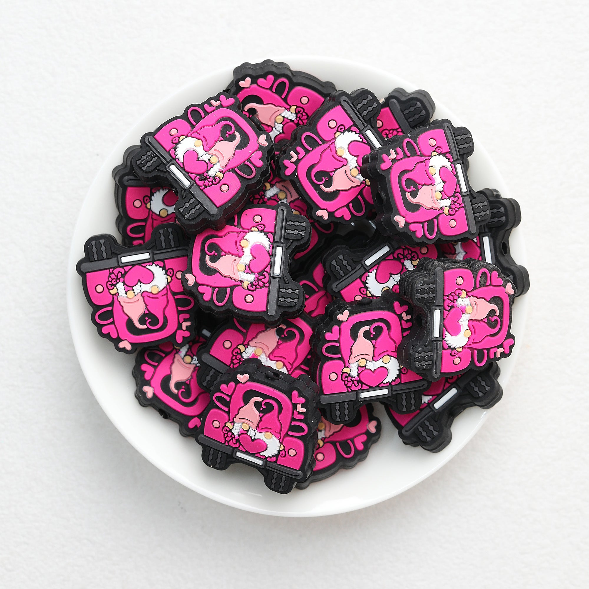 Valentine Day Dwarf Heart Car Silicone Focal Beads 20Pcs  3