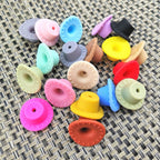 Silicone Focal Beads Cowboy Hat Embossed Brim Matte Colors 20pcs 3
