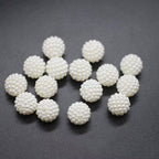 Imitation Pearl Flower Ball Acrylic Beads 10-12mm Creamy White 500pcs