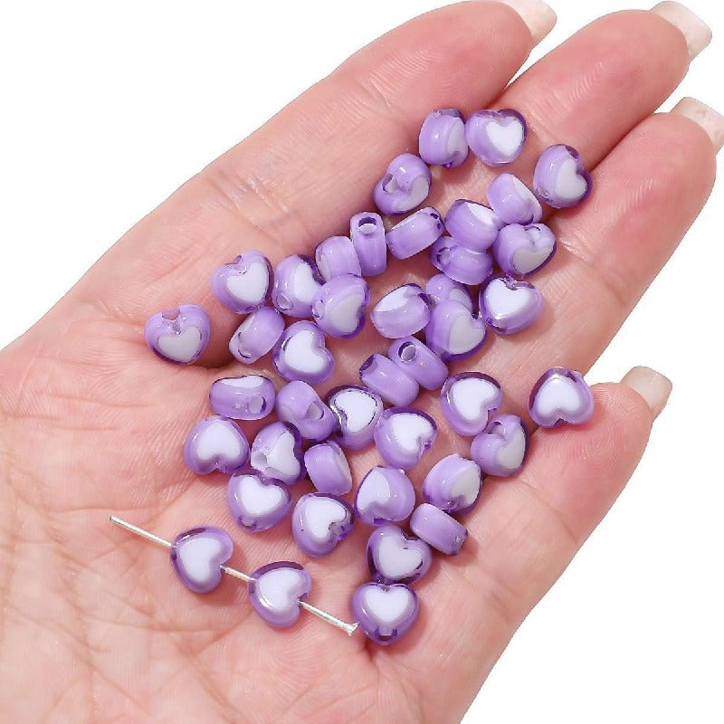 Makaron Heart Acrylic Beads 8x7mm Two Tone Translucent 60pcs 21