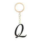 Metal Fashion Letter Keychain Black and Gold Script Design 21