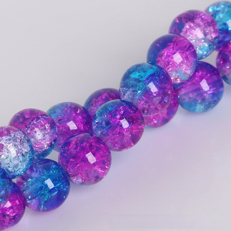 Crackle Round Glass Beads 8mm Glossy Fractured Texture Mixed Colors 50pcs 6