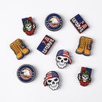 Silicone Focal Beads USA Veterans USA Skeleton Flag Front View 20Pcs 3