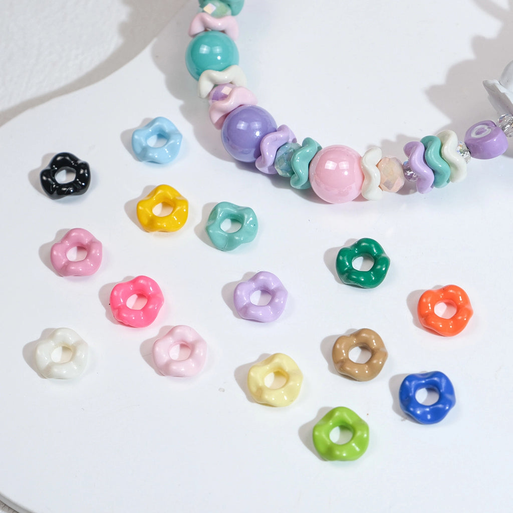 Acrylic Wavy Spacer Beads 9mm Mini Glossy Finish 100pcs