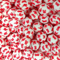 15mm Silicone Beads Red Yellow Butterfly Print 50pcs