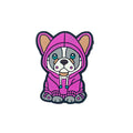 Silicone Focal Beads Bull Dogs Wearing Hoodies Pink and Turquoise Green 20 pcs 3