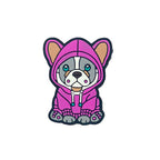 Silicone Focal Beads Bull Dogs Wearing Hoodies Pink and Turquoise Green 20 pcs 3