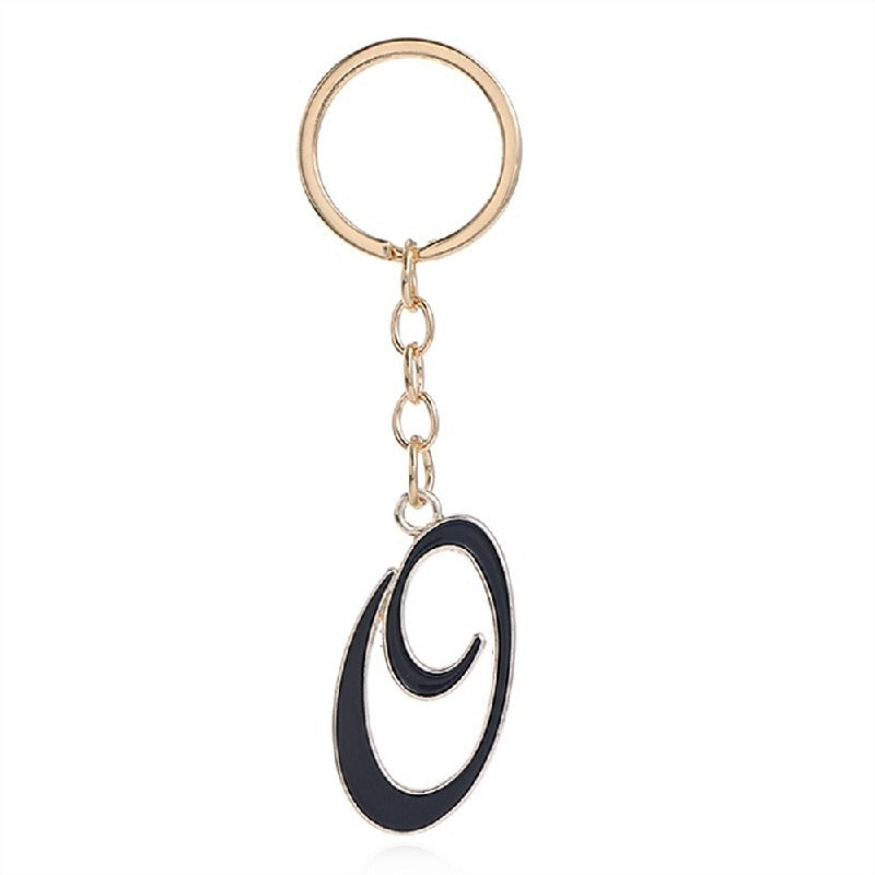 Metal Fashion Letter Keychain Black and Gold Script Design 19
