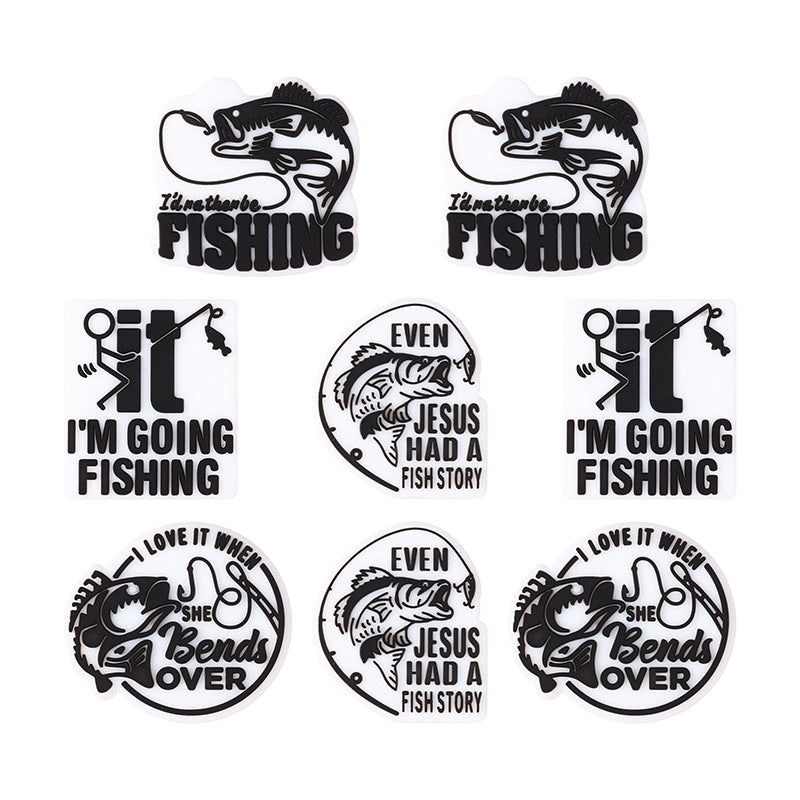 Silicone Focal Beads Fishing Theme Bold Fish and Hook Designs 20pcs 10